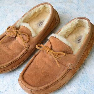 UGG Byron Chestnut Brown Leather Sheepskin Slippers